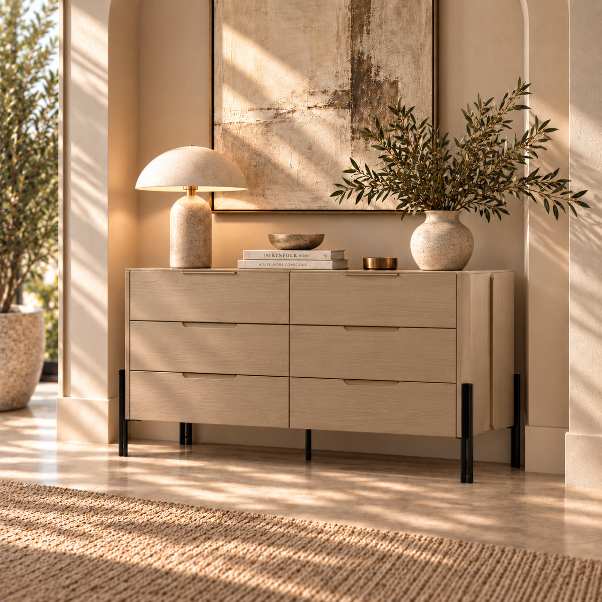 MB-NORI 6 DRAWER DRESSER IN NATURAL WHITE OAK WOOD