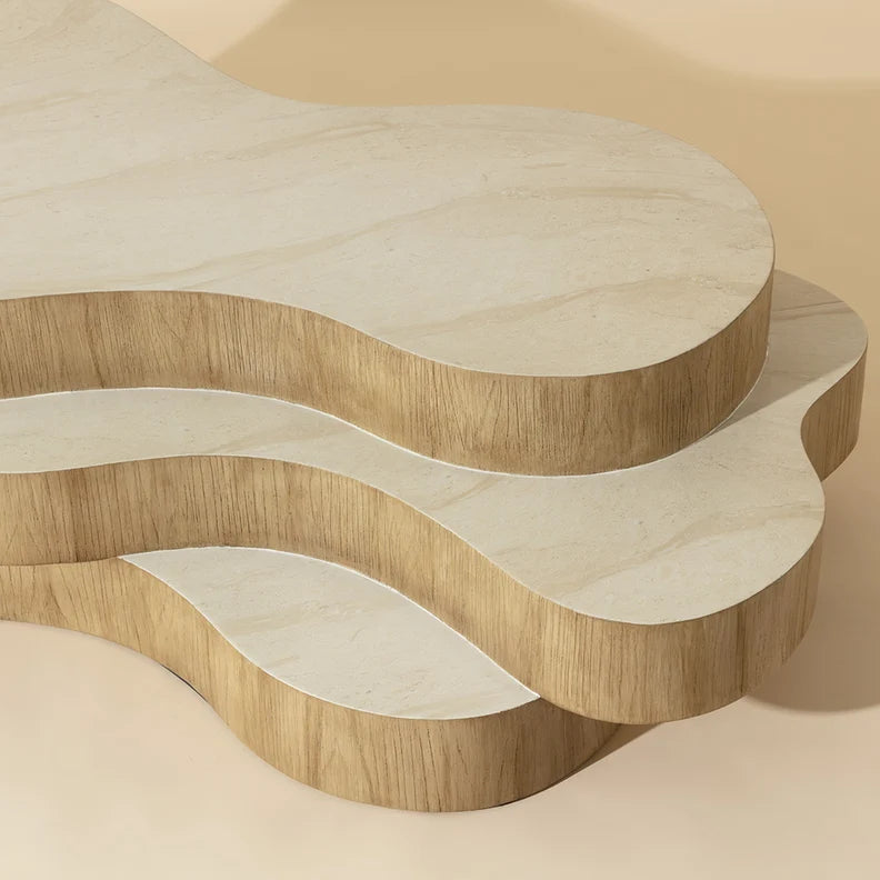 SP-GEDDES COFFEE TABLE-TRAVERTINE LOOK - CREAM