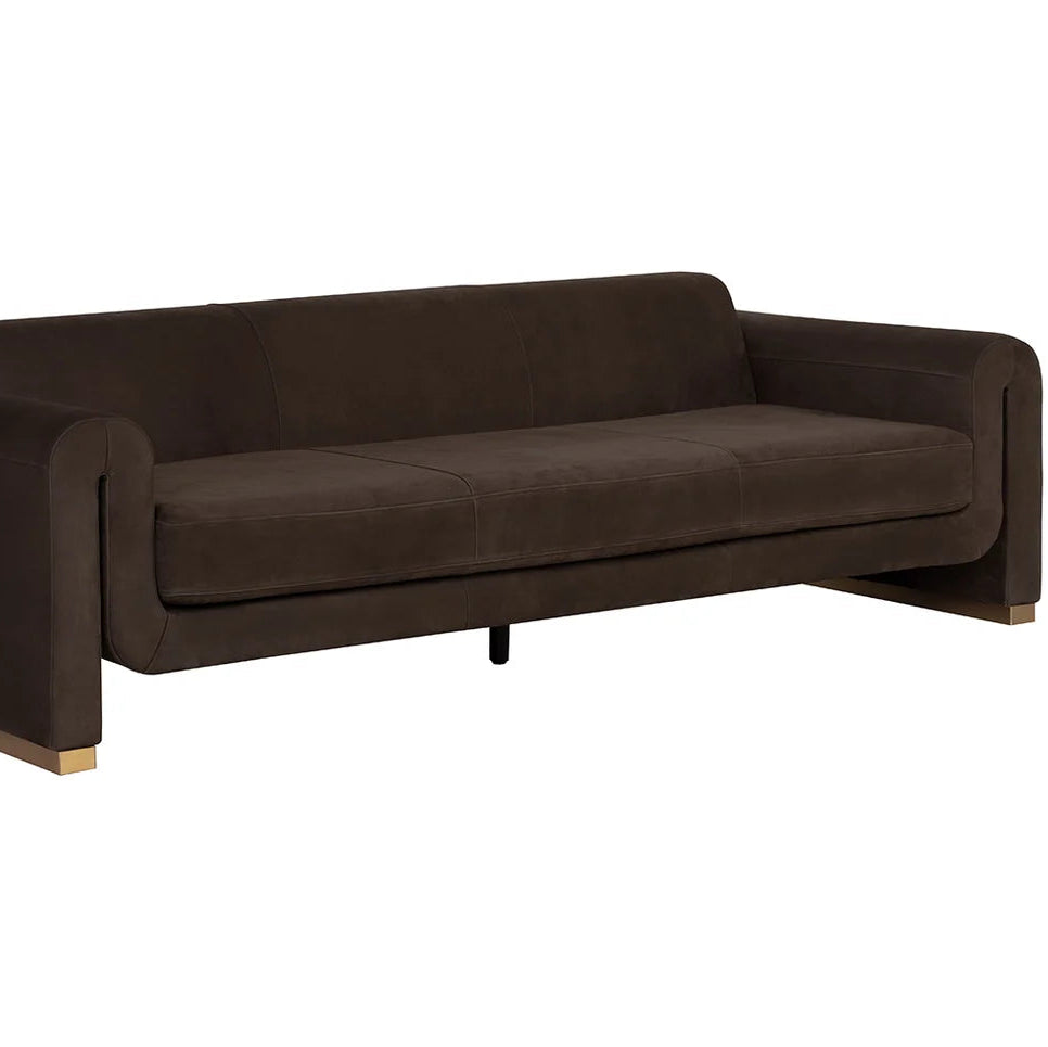 SP-ROMER SOFA-BRUSHED GOLD-NUBUCK COCOA LEATHER