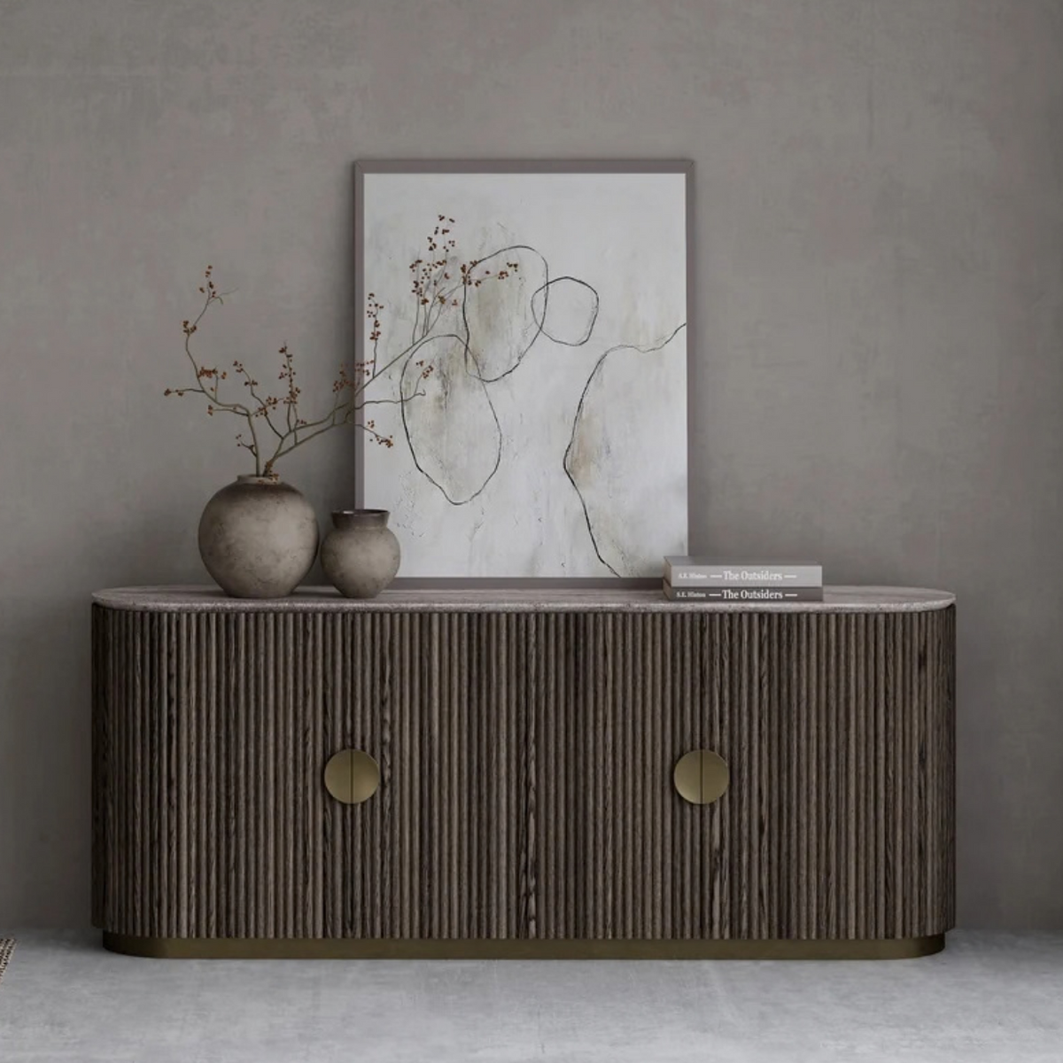 MB-KOII SIDEBOARD IN SILVER GREY TRAVERTINE