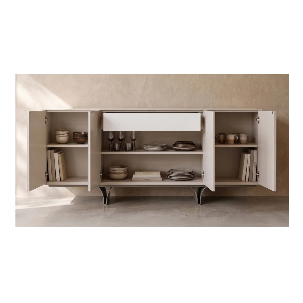 MB-CAMBER BUFFET DINING BIANCO BOCCIARDATO TRAVERTINE
