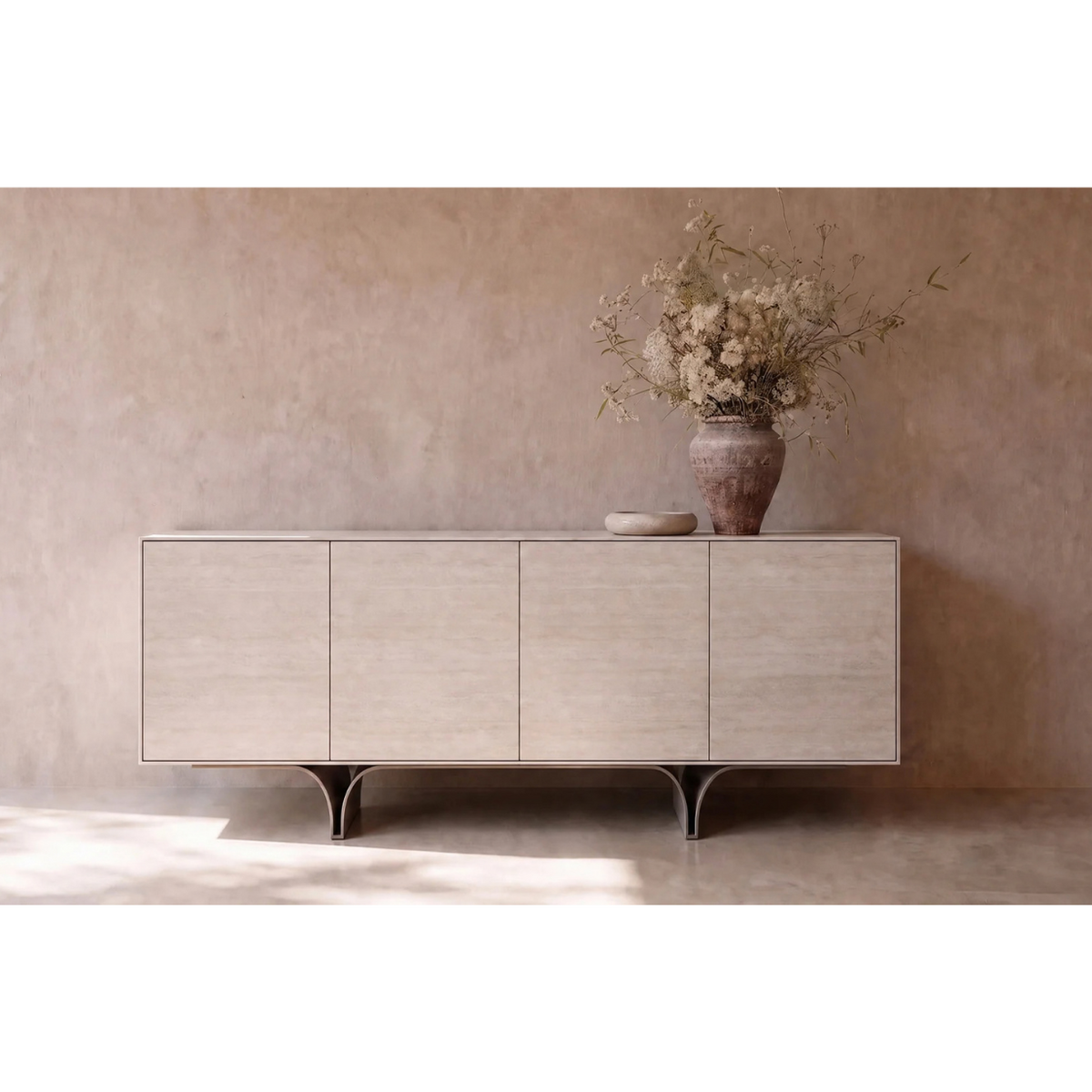 MB-CAMBER BUFFET DINING BIANCO BOCCIARDATO TRAVERTINE