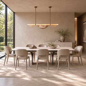MB-CAMBER DINING TABLE IN BIANCO BOCCIARDATO TRAVERTINE