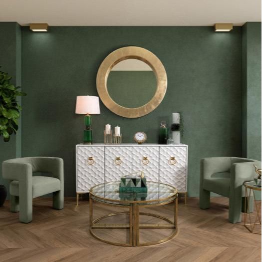 SB- Console Cabinet WHITE & GOLD