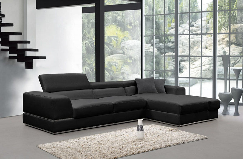 VG - PELLA  MINI - MODERN BLACK LEATHER SECTIONAL