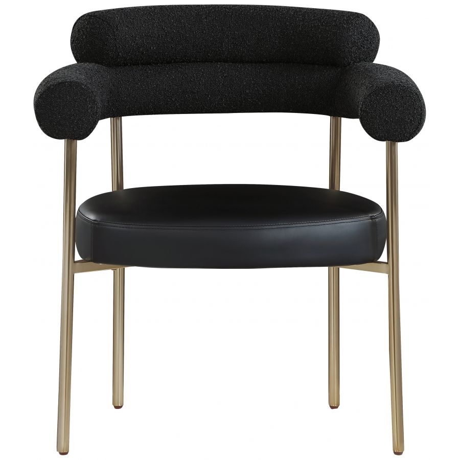 CR - BLACK CREASANT DINING ARMCHAIR WITH GOLD LEGS