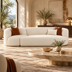 TV-FICKLE CREAM PERFORMANCE BOUCLE 2-PIECE MODULAR SOFA