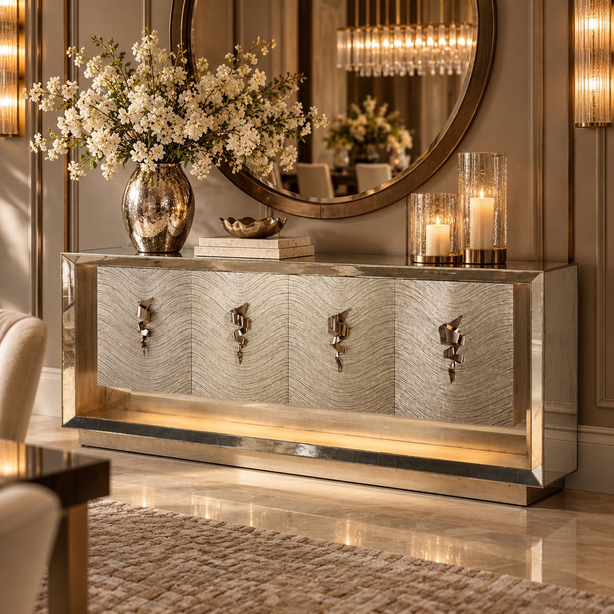 JR-MOON SHADOW FOUR-DOOR LIGHTED SIDEBOARD