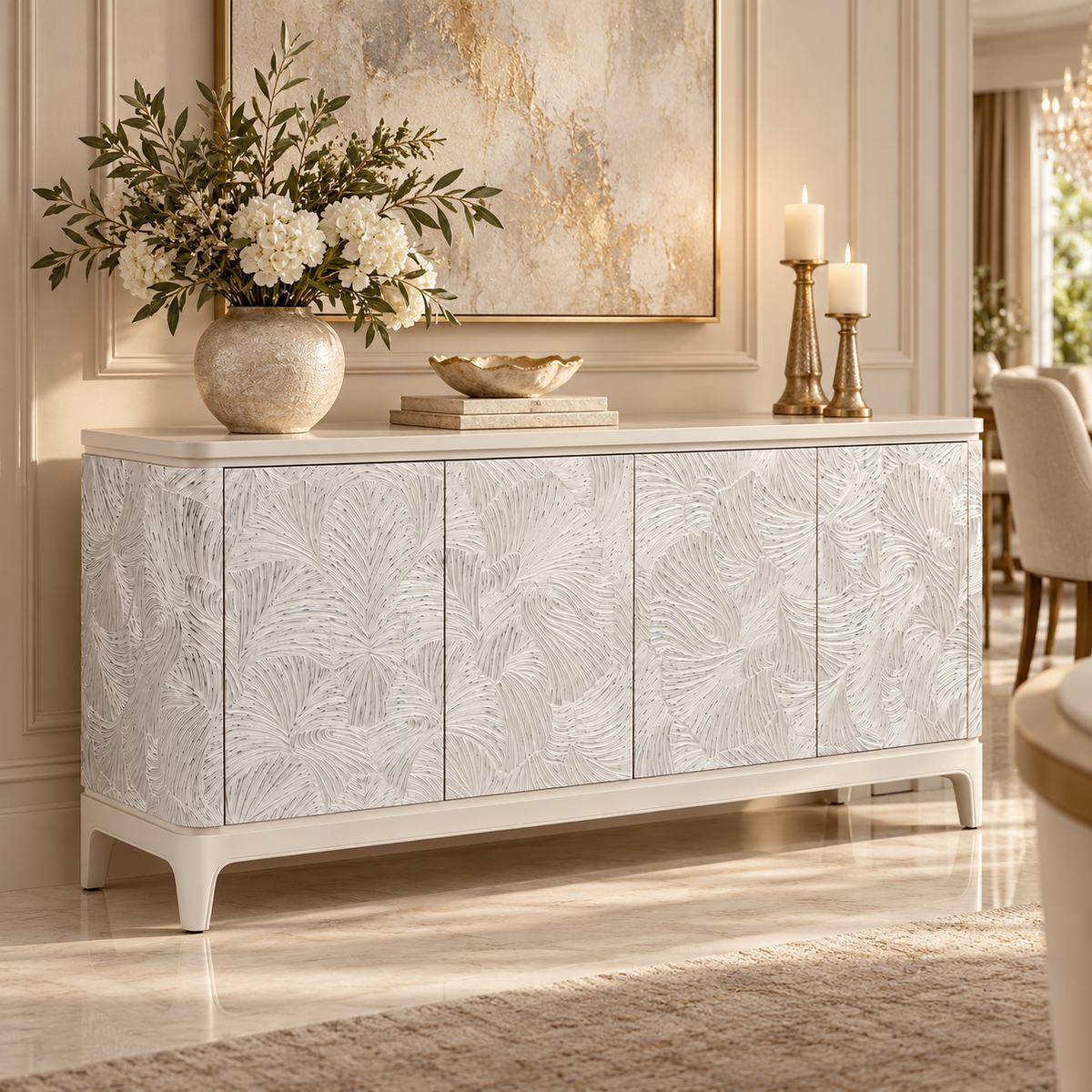 JR-IVORY PALMS FOUR-DOOR CREDENZA