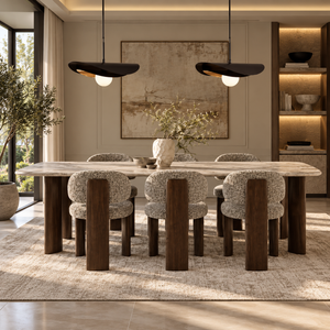 MB-SHOKU DINING TABLE IN SILVER GREY TRAVERTINE