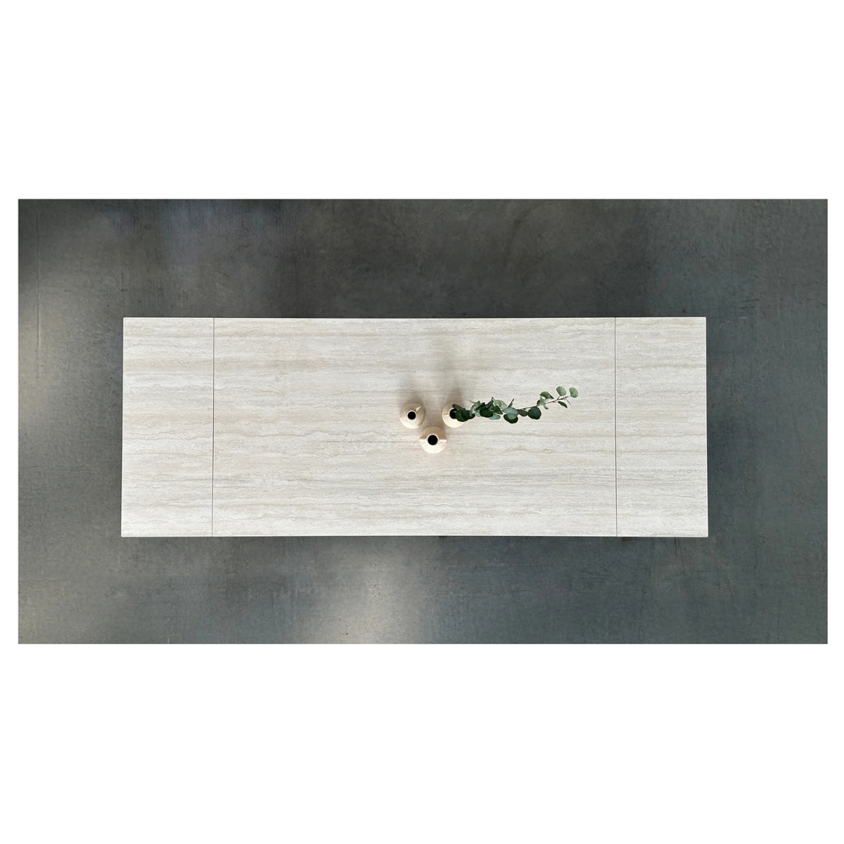 MB-CAMBER DINING TABLE IN BIANCO BOCCIARDATO TRAVERTINE