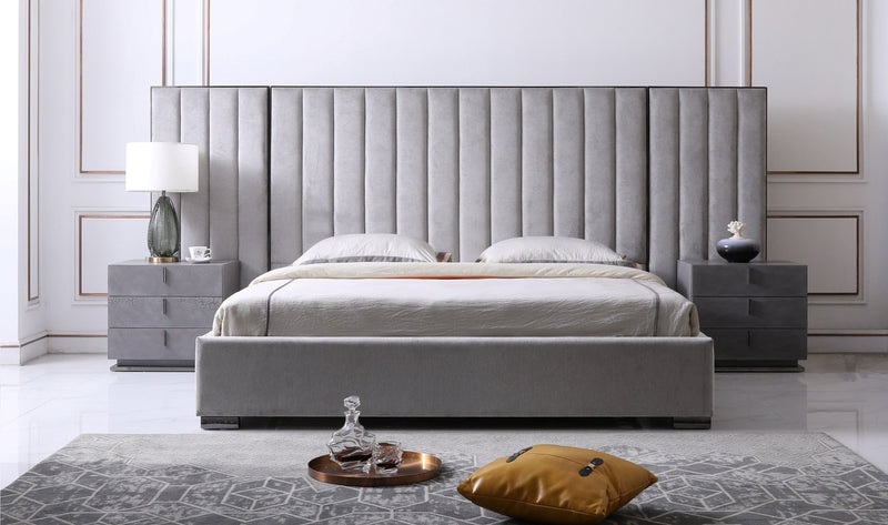 VG - MODREST BUCKLEY - MODERN GREY & BLACK STAINLESS STEEL BED