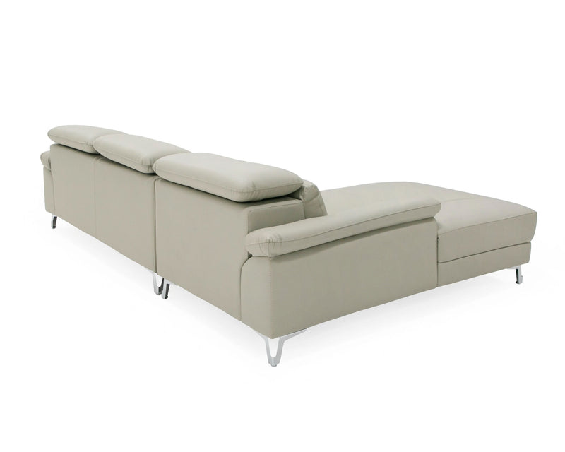 VG - SURA MODERN LIGHT GREY LEATHER LEFT FACING SECTIONAL