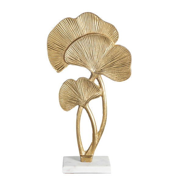 AB-Decorative Gold Leaf Sculpture with Square Marble Base