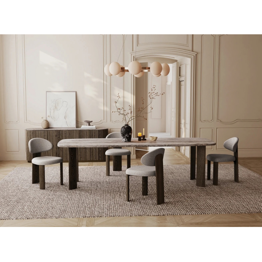 MB-SHOKU DINING TABLE IN SILVER GREY TRAVERTINE