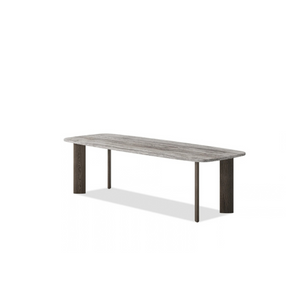 MB-SHOKU DINING TABLE IN SILVER GREY TRAVERTINE
