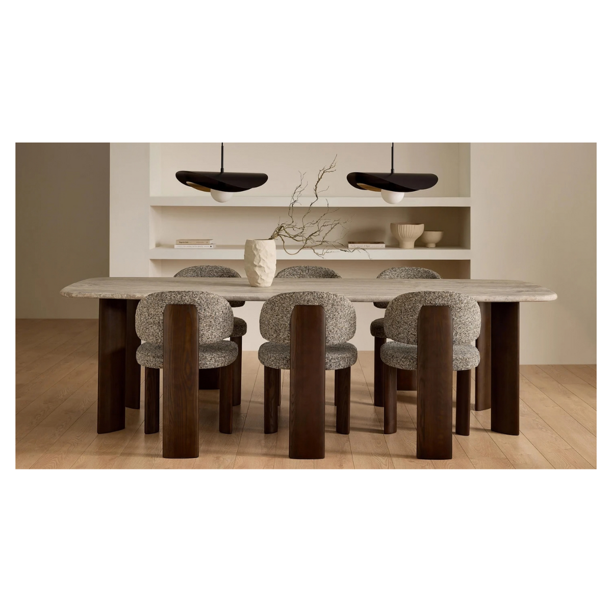 MB-SHOKU DINING TABLE IN SILVER GREY TRAVERTINE