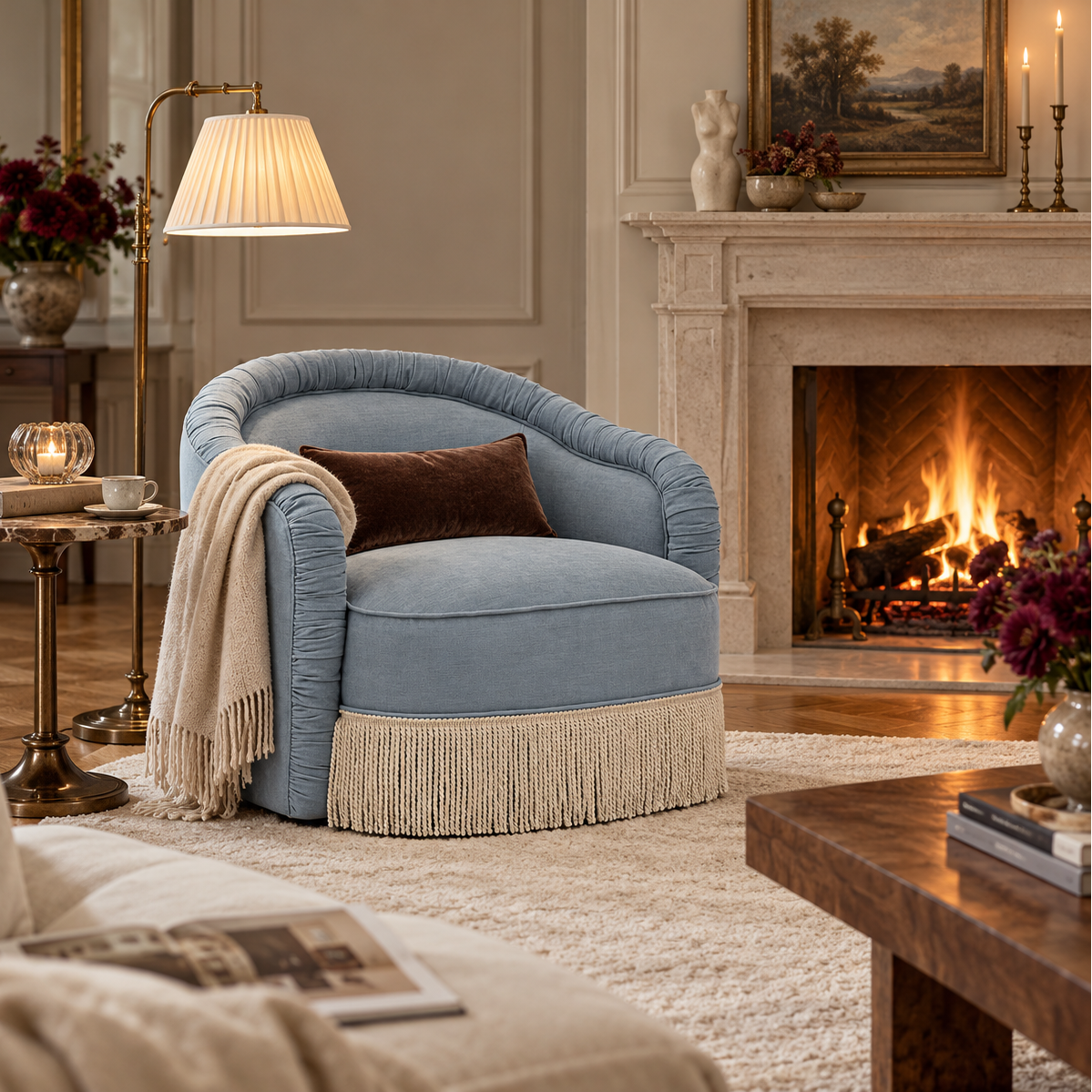 TV-PAMELA TASSELEDLOUNGE ACCENT CHAIR