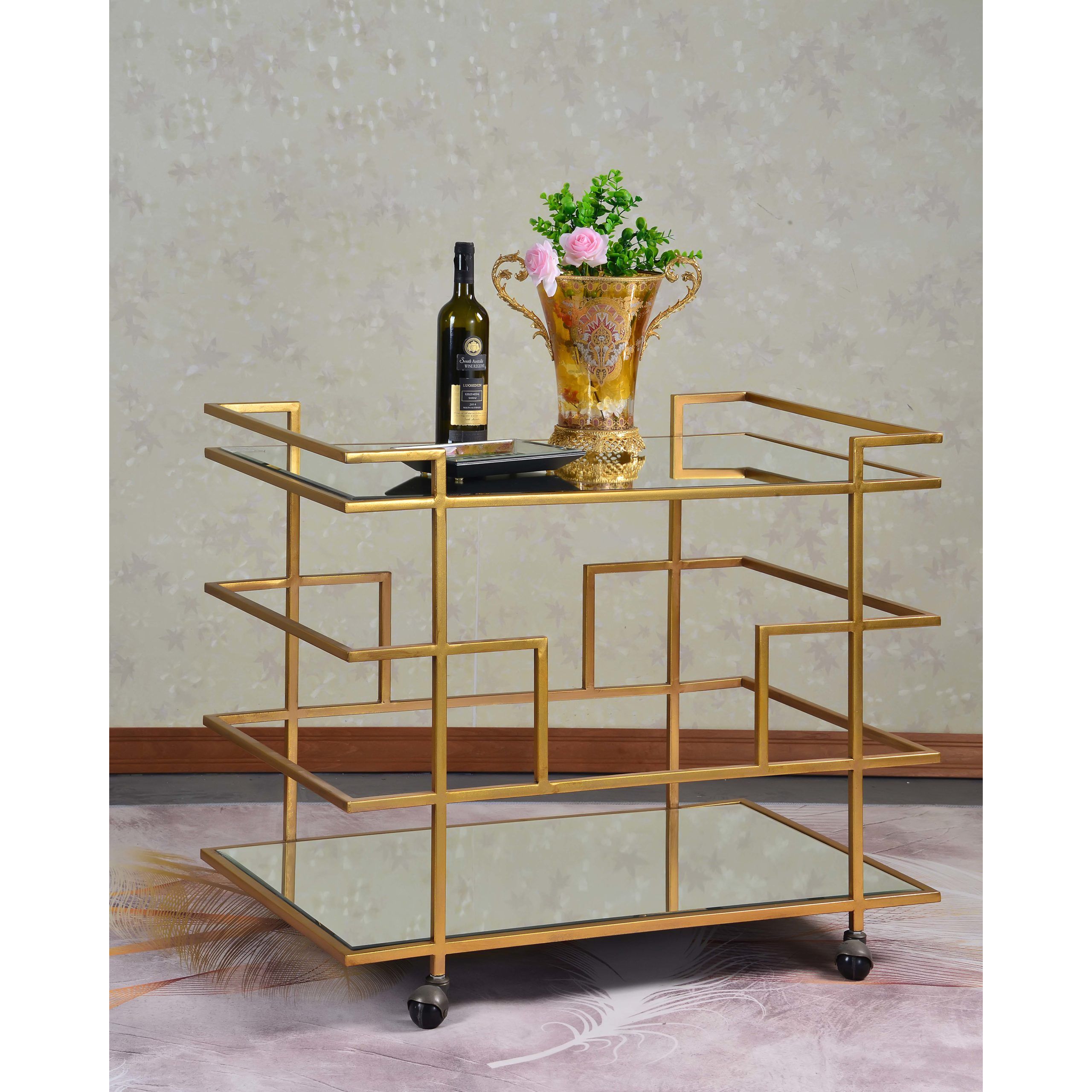 PI - GOLD MIRRORED BAR CART