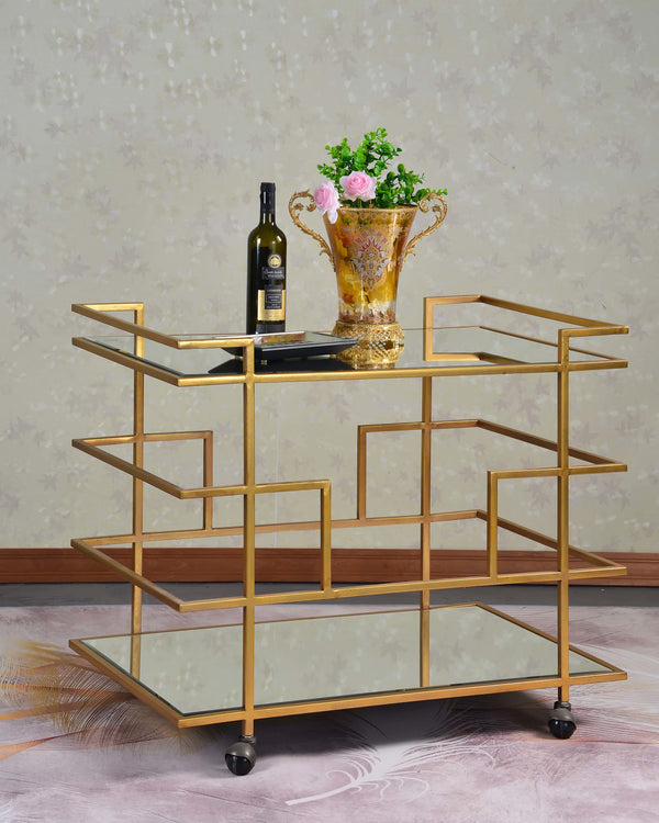 PI - GOLD MIRRORED BAR CART