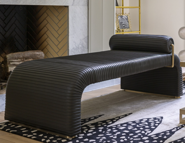 CR - Cade Daybed Graphite Leather Bench