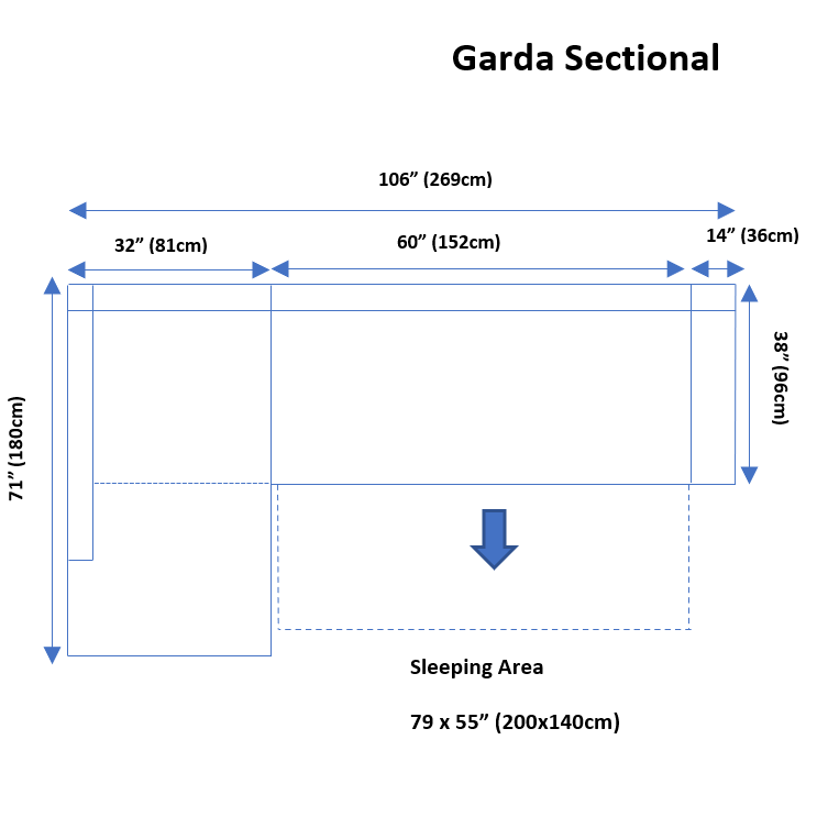EF - GARDA SECTIONAL W/ BED AND STORAGE