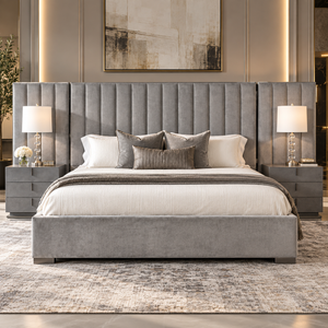 VG - MODREST BUCKLEY - MODERN GREY & BLACK STAINLESS STEEL BED