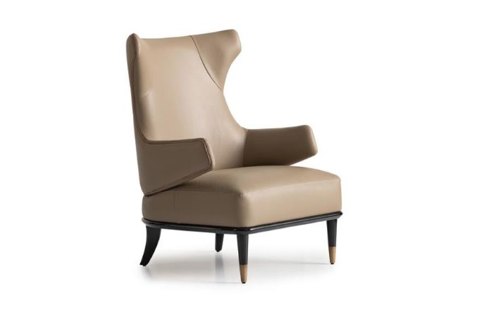 GB - ECRUE LEATHER ARMCHAIR