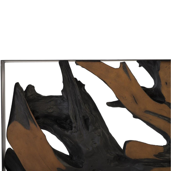 PC- CAST ROOT METAL FRAMED CONSOLE TABLE, RESIN, BROWN