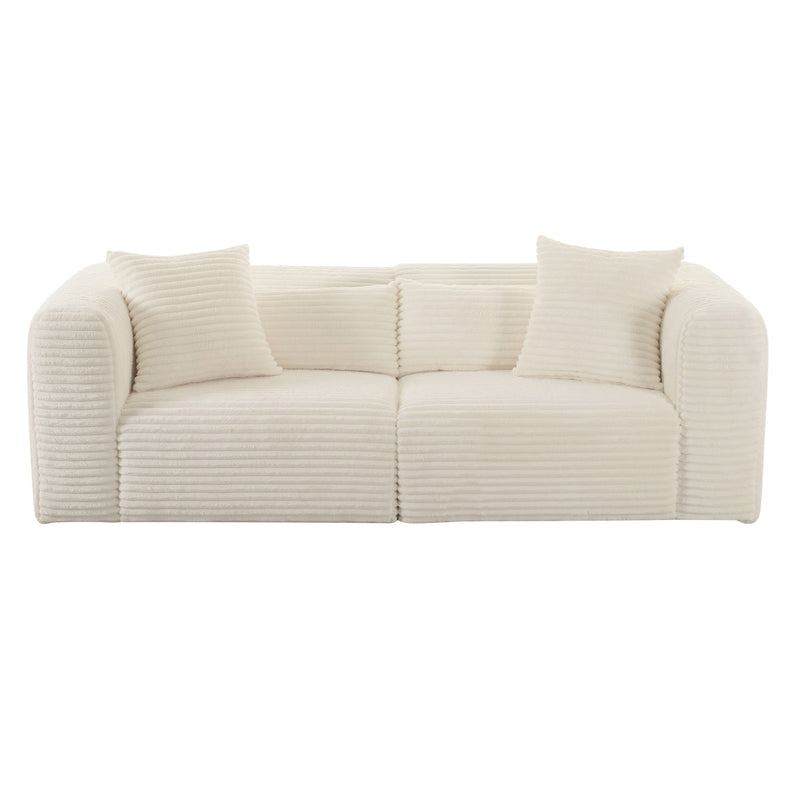 TV-Tarra Fluffy Oversized Cream Corduroy Modular Loveseat