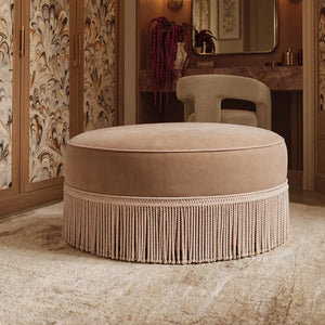 TV-TASSY TASSELED ROUND OTTOMAN