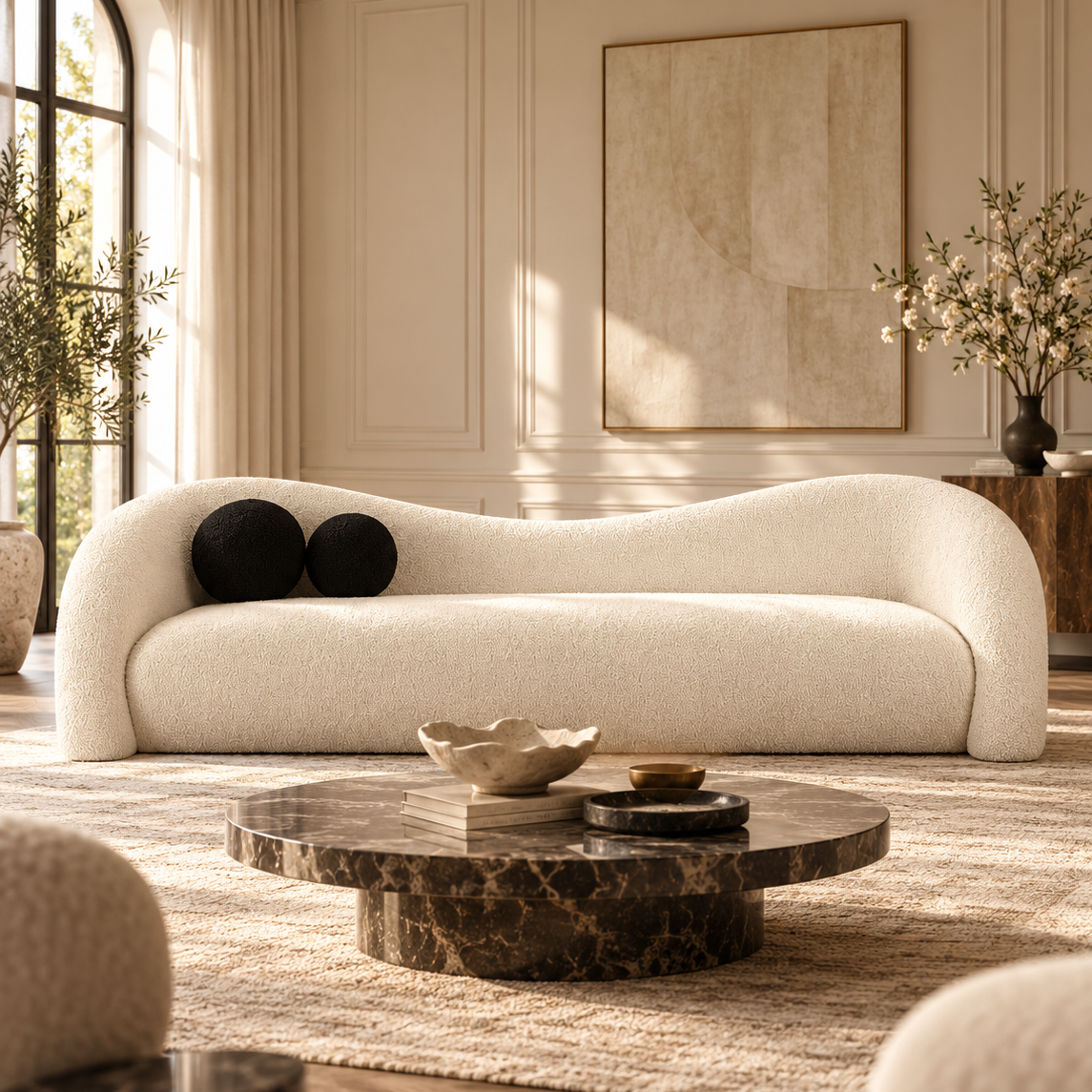TV-LEONIE FAUX SHEARLING SOFA (84