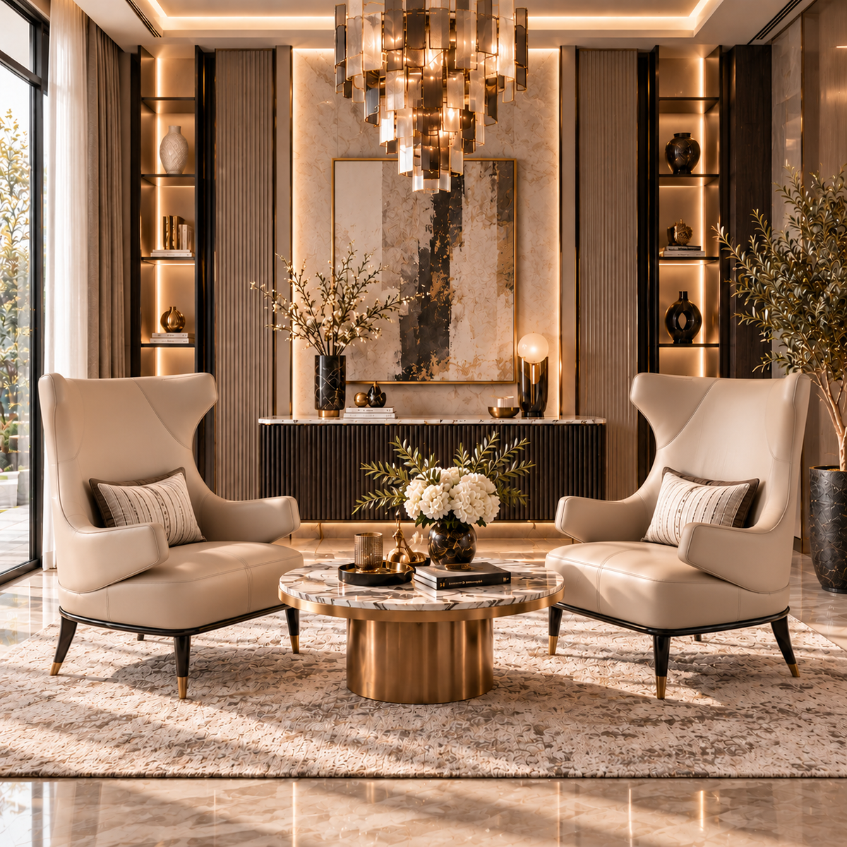 GB - ECRUE LEATHER ARMCHAIR