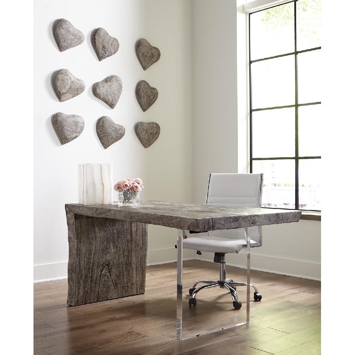 PC - Waterfall Desk Gray Stone, Acrylic Leg