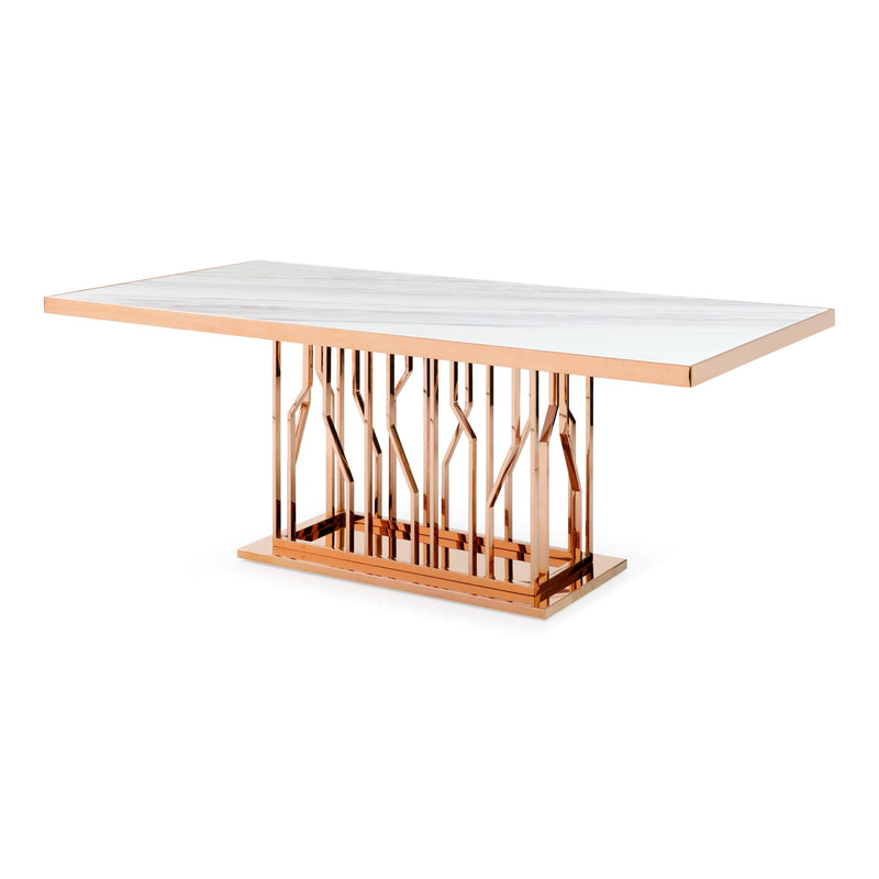 VG - MARSTON WHITE MARBLE DINING TABLE