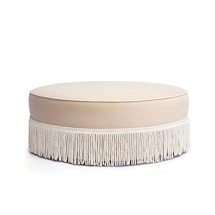 TV-TASSY TASSELED ROUND OTTOMAN