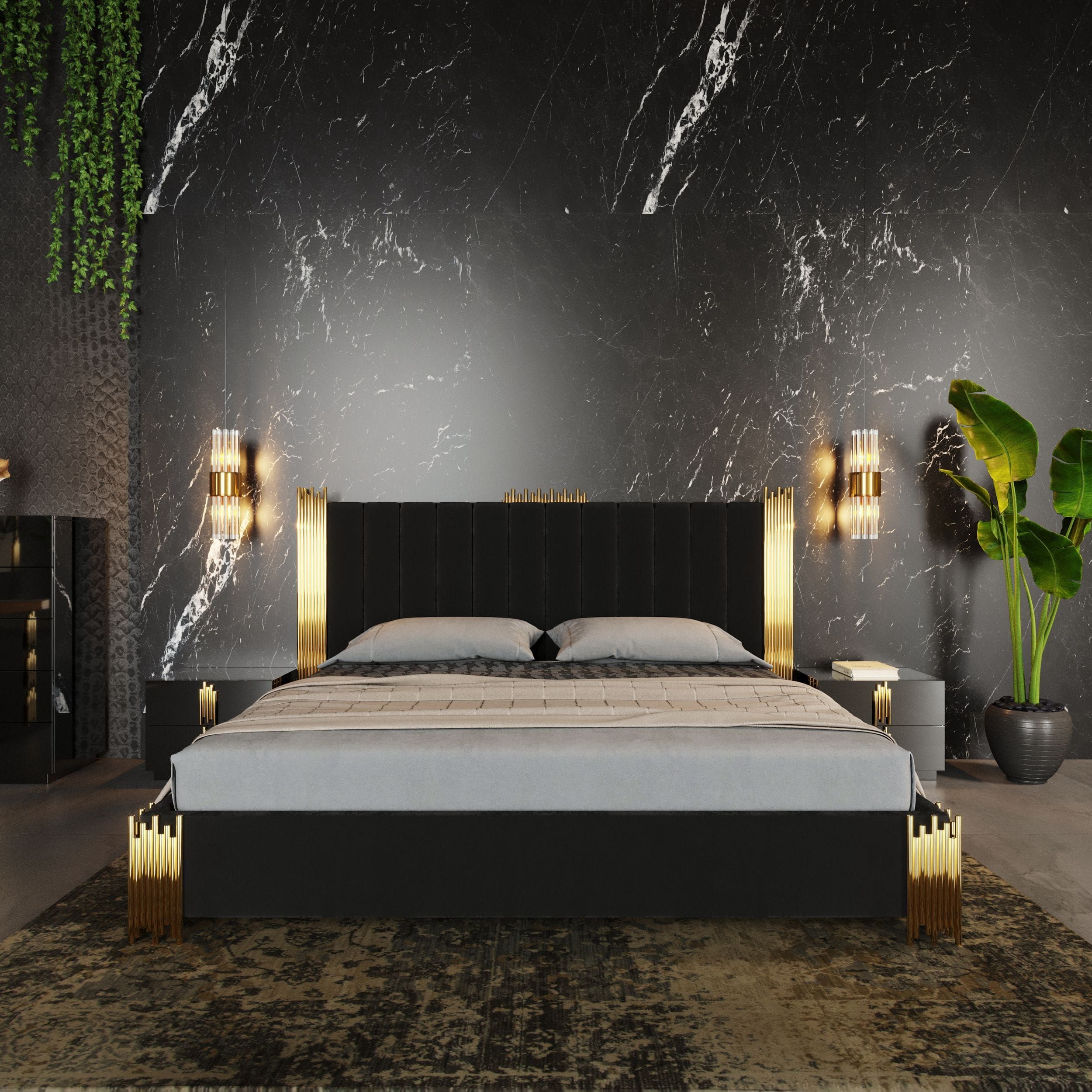 VG -TOKEN MODERN BLACK AND GOLD BED