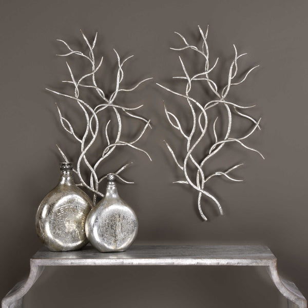 UT - SILVER BRANCHES WALL DECOR S/2