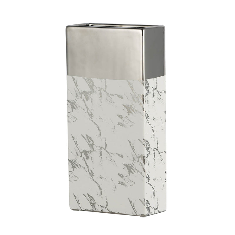 AB - MORDEN CHIC SILVER AND WHITE CERAMIC VASE