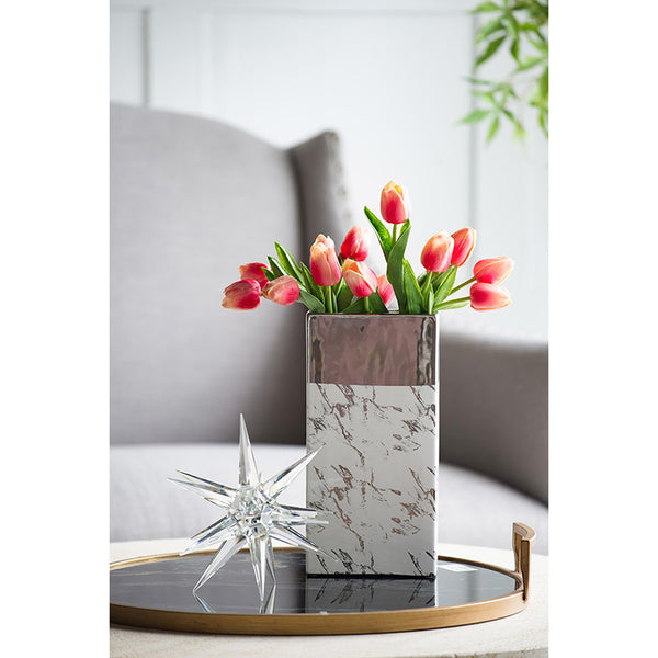AB - MORDEN CHIC SILVER AND WHITE CERAMIC VASE