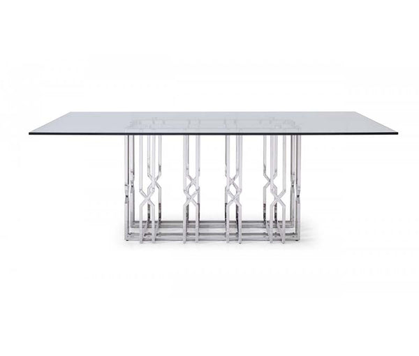 VG - ERICSON GLASS & STAINLESS STEEL DINING TABLE