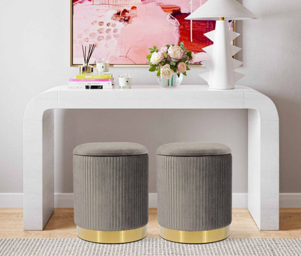 TV - ZOE GREY VELVET STORAGE OTTOMAN