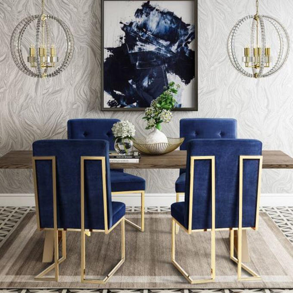 TV - AKIKO NAVY VELVET DINING CHAIR SET OF 2