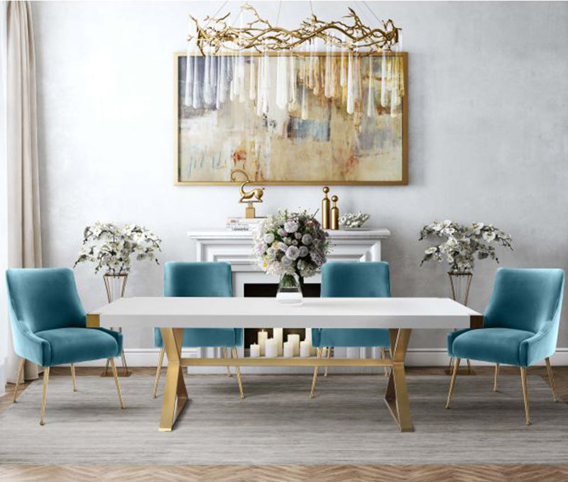 TV - BEATRIX SEA BLUE VELVET SIDE DINING CHAIR