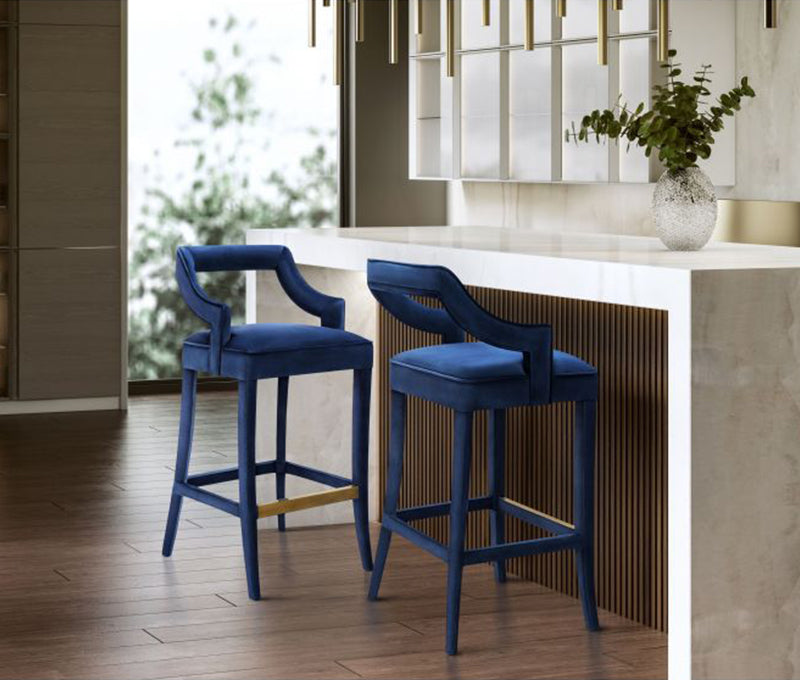 TV - TIFFANY NAVY VELVET BAR STOOL