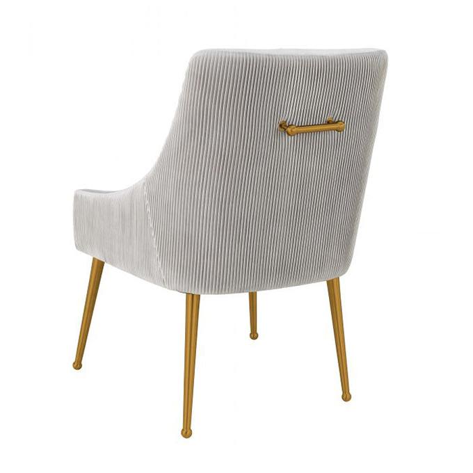 TV - BEATRIX PLEATED LIGHT GREY VELVET SIDE DINING CHAIR