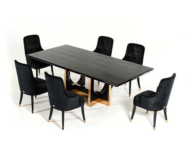 VG - A & X PADUA BLACK CROCODILE & ROSEGOLD DINING TABLE