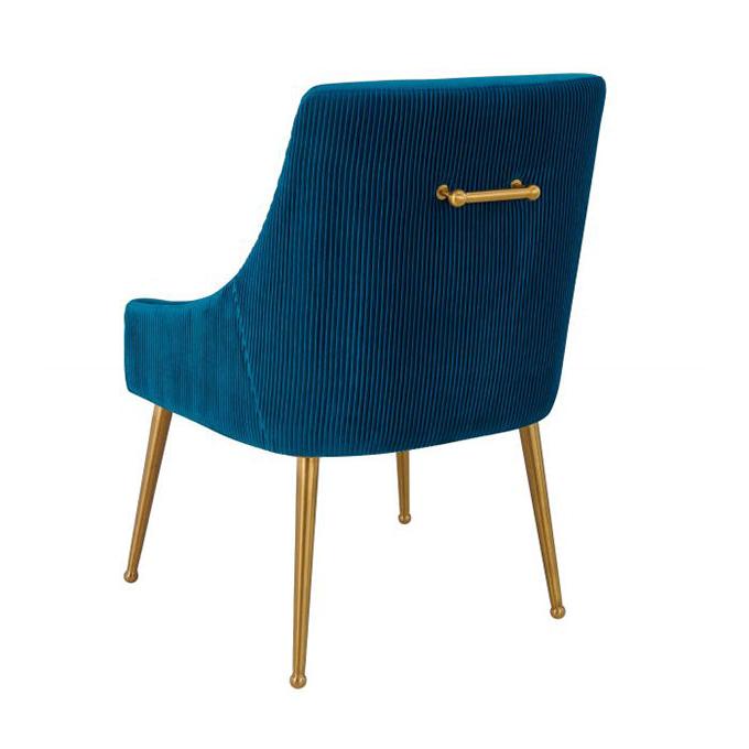TV -  BEATRIX PLEATED NAVY SIDE DINING CHAIR-GOLD LEGS