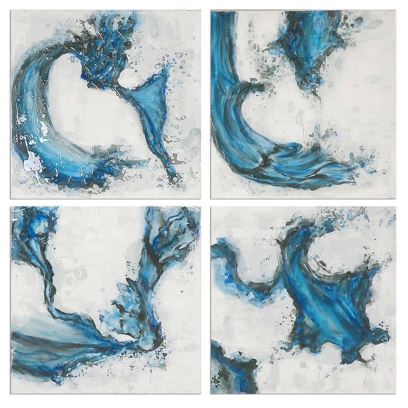 UT - SWIRLS IN BLUE PAINTING S/4