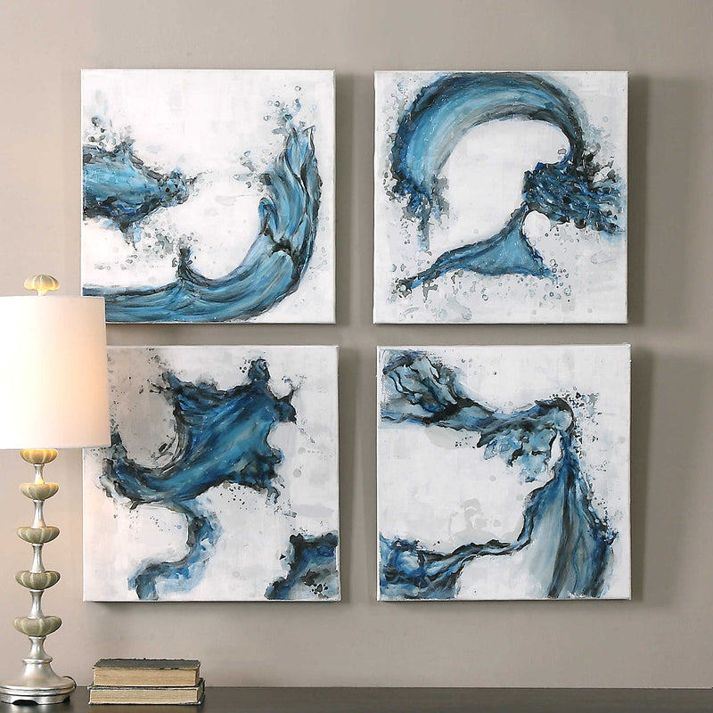 UT - SWIRLS IN BLUE PAINTING S/4